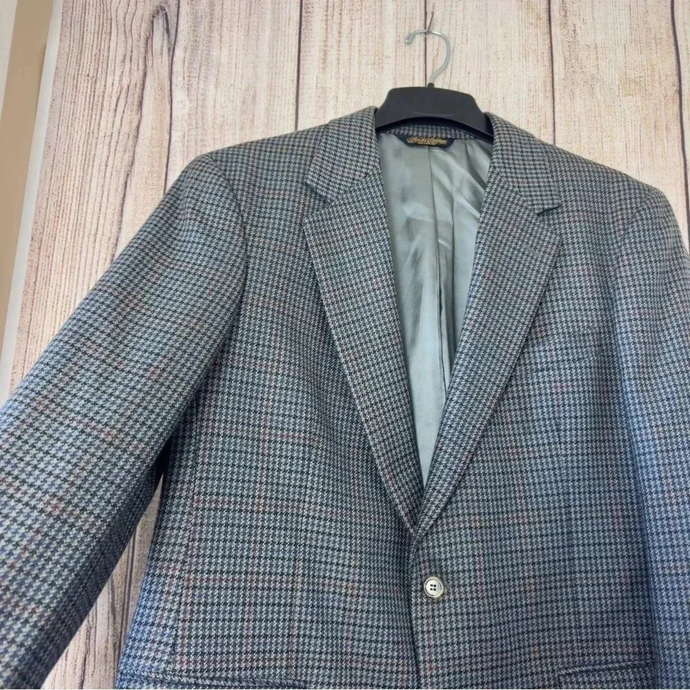 Brooks Brother mens Casual Blazer Wool Houndstooth Jacket Size 43R